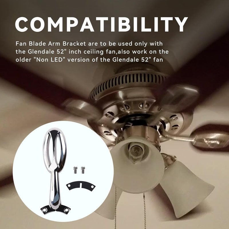 Ciuouient Ceiling Fan Blade Arm Bracket Kit(1Pc Fan Blade Arm Bracket, 2 Screws) Compatible with H-ampton Bay AG524-BN Glendale 52" Indoor Brushed Nickel Ceiling Fan(Color: Silver;1Pc) - Image 2